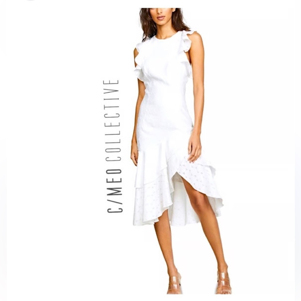 REVOLVE Cream Asymmetrical Ruffled Sundress Sz medium M